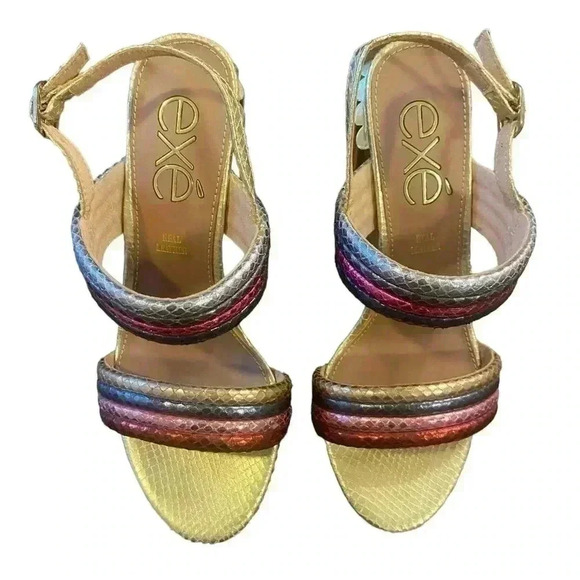 EXÈ MONA COLOR STRAP GOLD HEEL Size 6 (36) - Picture 2 of 11